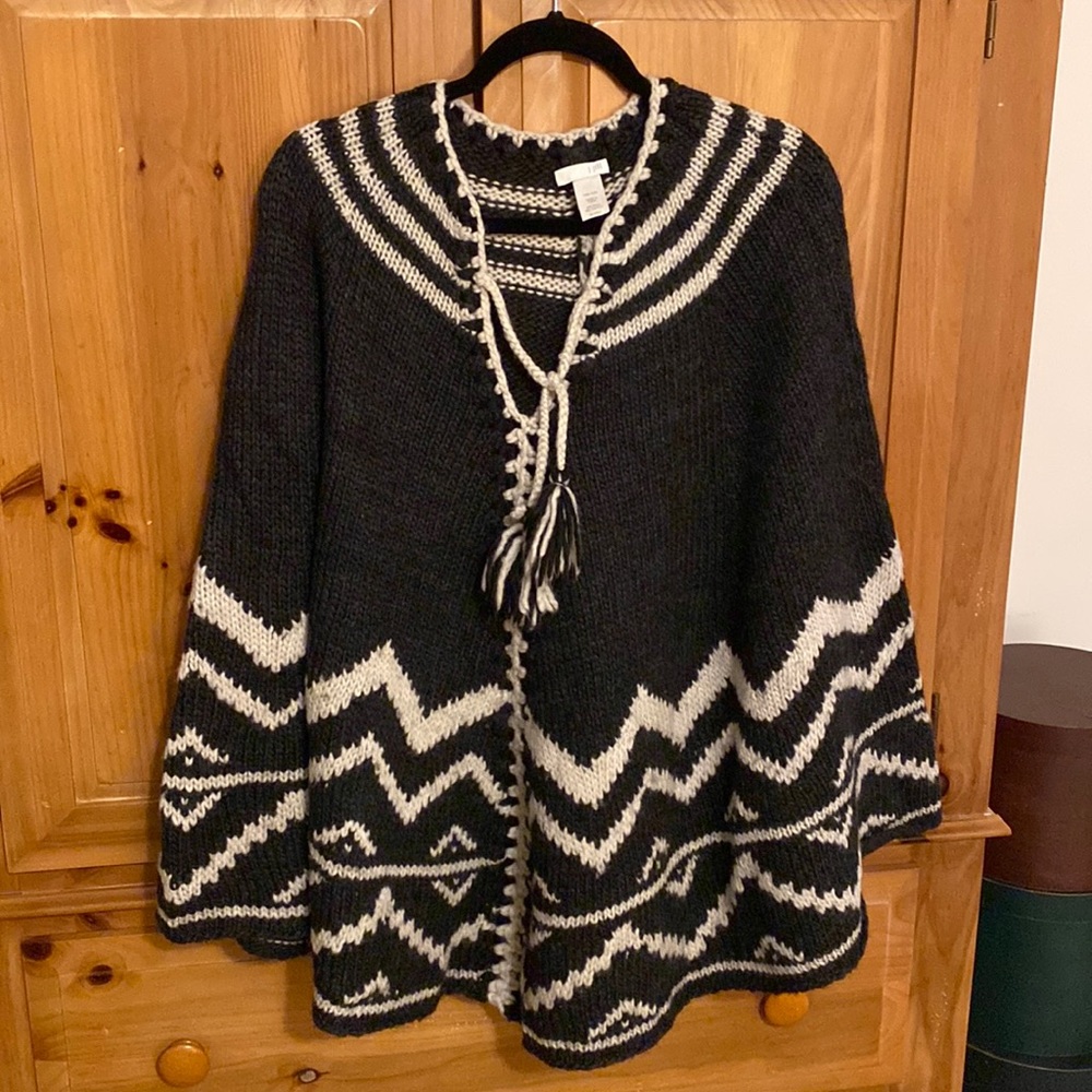 Black and gray poncho from J. jill